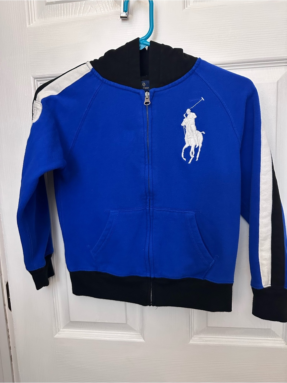 Polo by Ralph Lauren Royal Blue Zip Hoodie with White Polo Logo